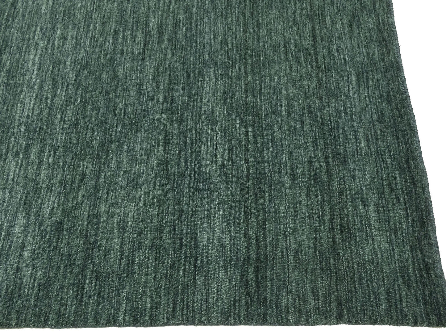 Solid Dark Green Hand-Loomed 9X12 Gabbeh Wool Rug