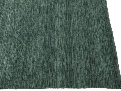 Solid Dark Green Hand-Loomed 9X12 Gabbeh Wool Rug