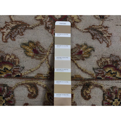 2'7"X16' Bone White Wool And Silk Rajasthan Hand Knotted Xl Runner Rug