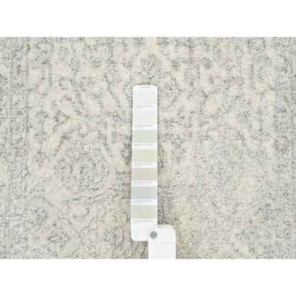 2'6"X10'1" Beige Hand Loomed Wool Silk Fine Jacquard Oriental Runner Rug
