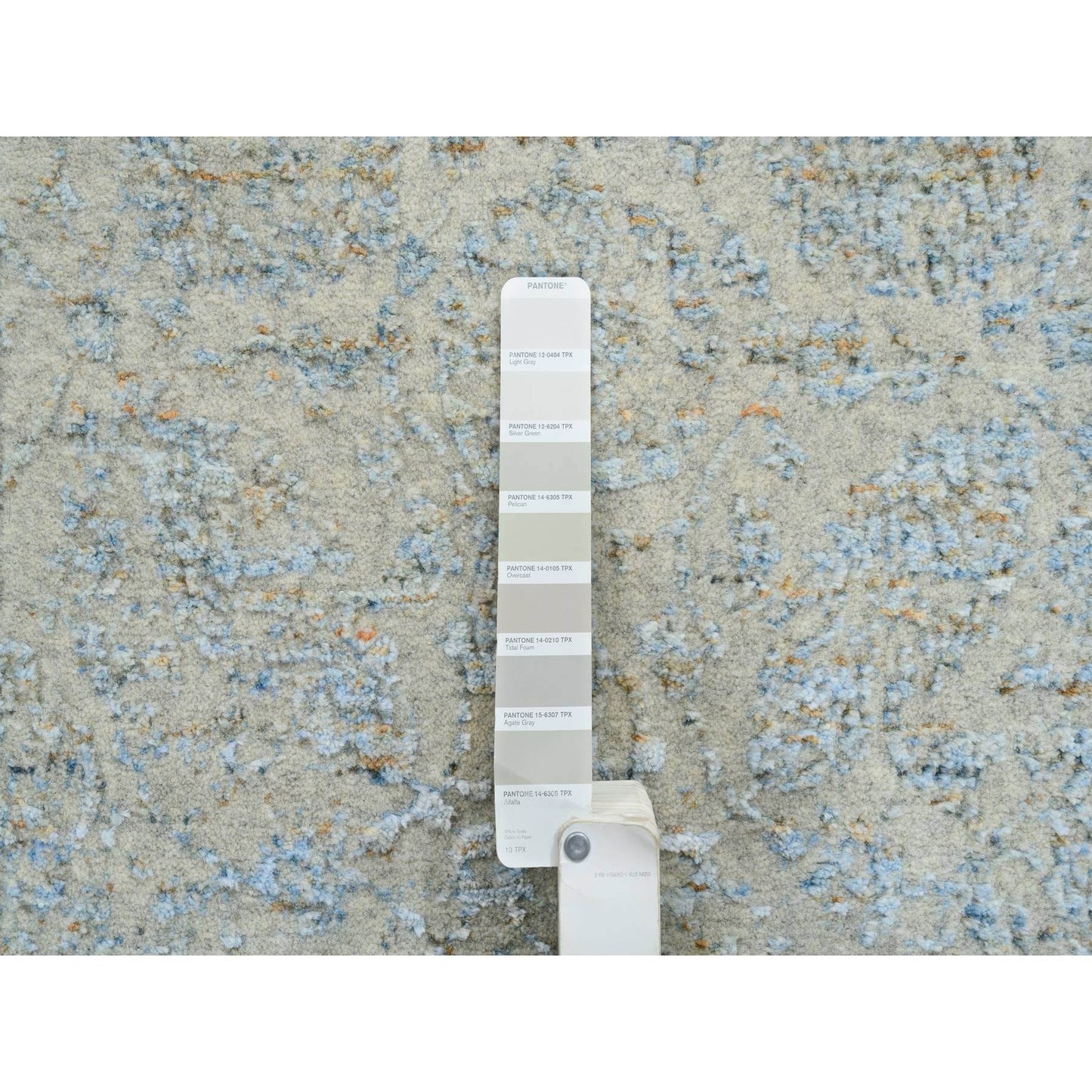 2'8"X10' Gray Tebraz Wool And Silk Jacquard Hand Loomed Runner Rug