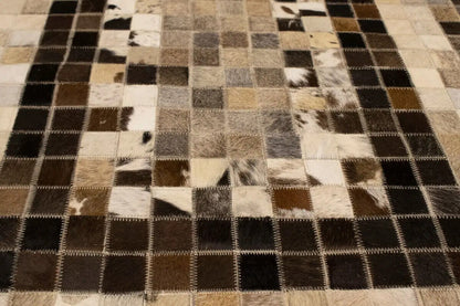 Hand-Crafted Modern Cowhide Leather Rug