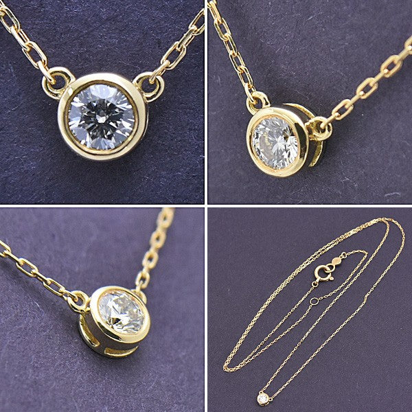 Ahkah Necklace 1P Diamond One-Point Diamond K18 Yellow Gold