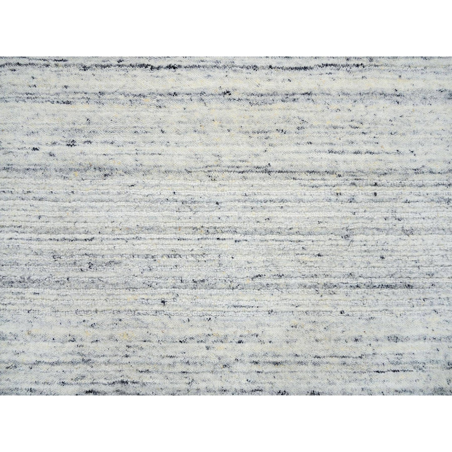 6'X6' Ivory Plain Modern Striae Design Wool Hand Loomed Round Rug