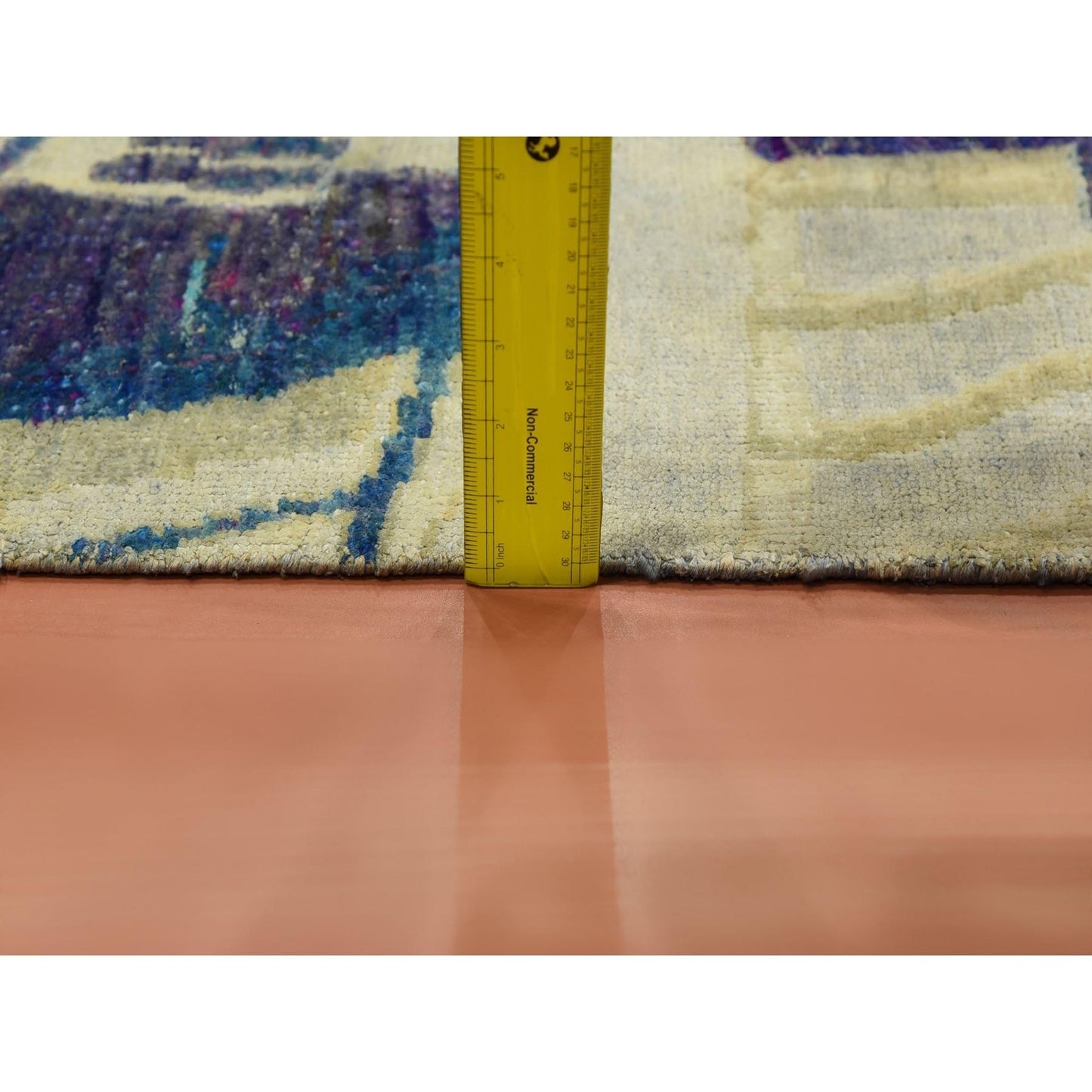 Rug 8'8"x12'1" Blue The Empire State Building Silk & Wool Hand Oriental