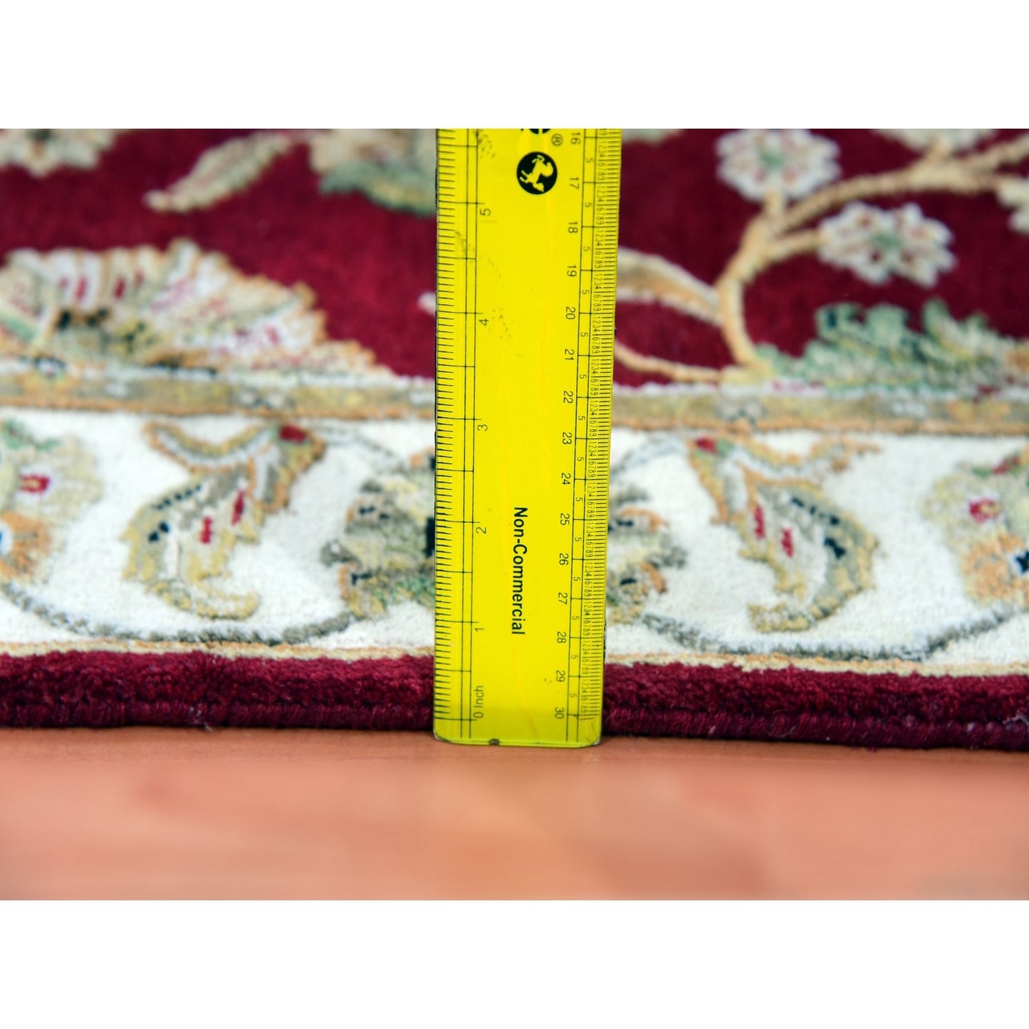 2'7"X16'4" Red Hand Knotted Wool And Silk Rajasthan Design Xl Runner Rug