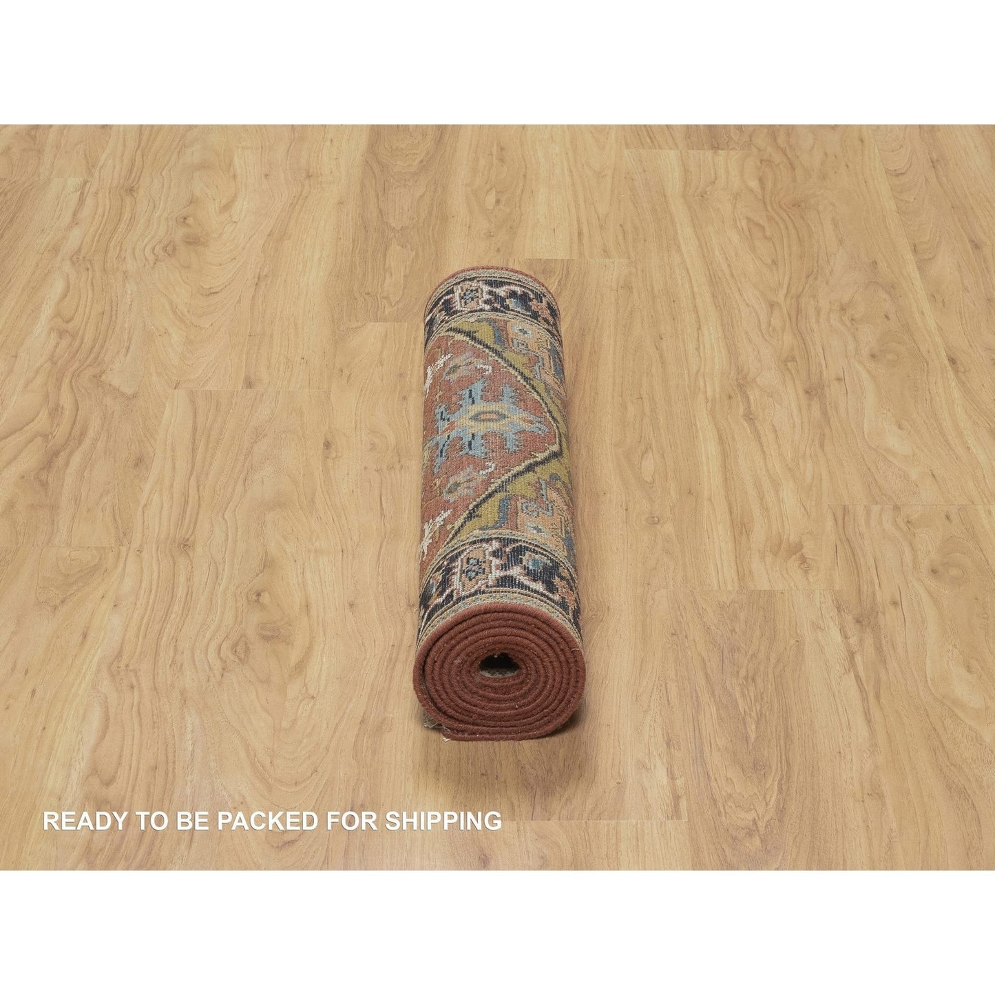 2'7"X7'10" Red Heris Revival New Zealand Wool Hand Knotted Runner Rug