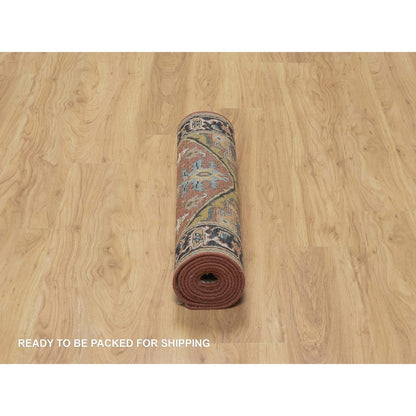 2'7"X7'10" Red Heris Revival New Zealand Wool Hand Knotted Runner Rug