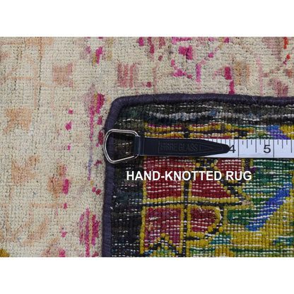 3'1"X16'1" Colorful Mamluk Design Silk With Wool Runner Hand Knotted Rug