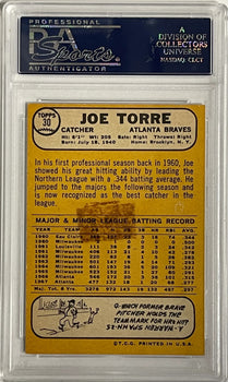Joe Torre Autographed 1968 Topps Card #30 (Psa)