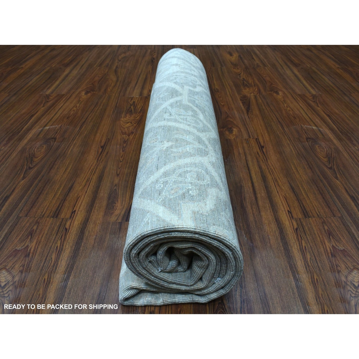 8'x9'9" Ivory White Wash Peshawar Natural Wool Hand Knotted Oriental Rug