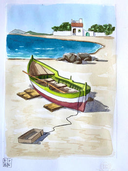Aldo Riso ''Ionian Beach'' Hand-Painted Engraving 35X50 Authenticated