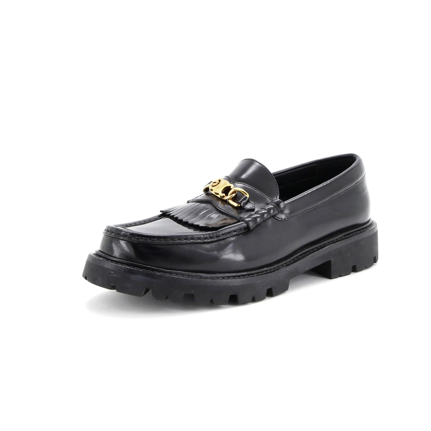 Celine Women'S Triomphe Chain Margaret Loafers Leather