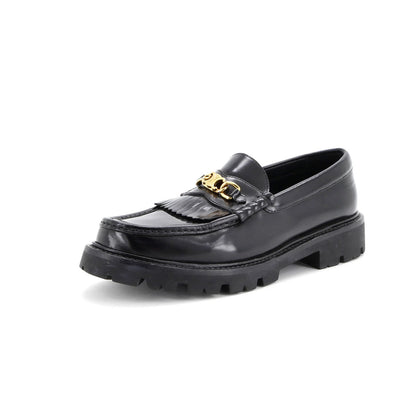 Celine Women'S Triomphe Chain Margaret Loafers Leather