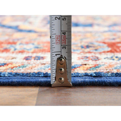 2'6"X11' Hand Knotted Navy Blue Afghan Super Kazak Soft Wool Runner Rug