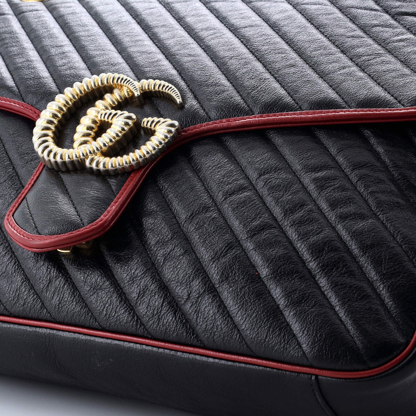 Gucci Gg Marmont Flap Bag Diagonal Quilted Leather Large