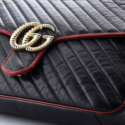Gucci Gg Marmont Flap Bag Diagonal Quilted Leather Large