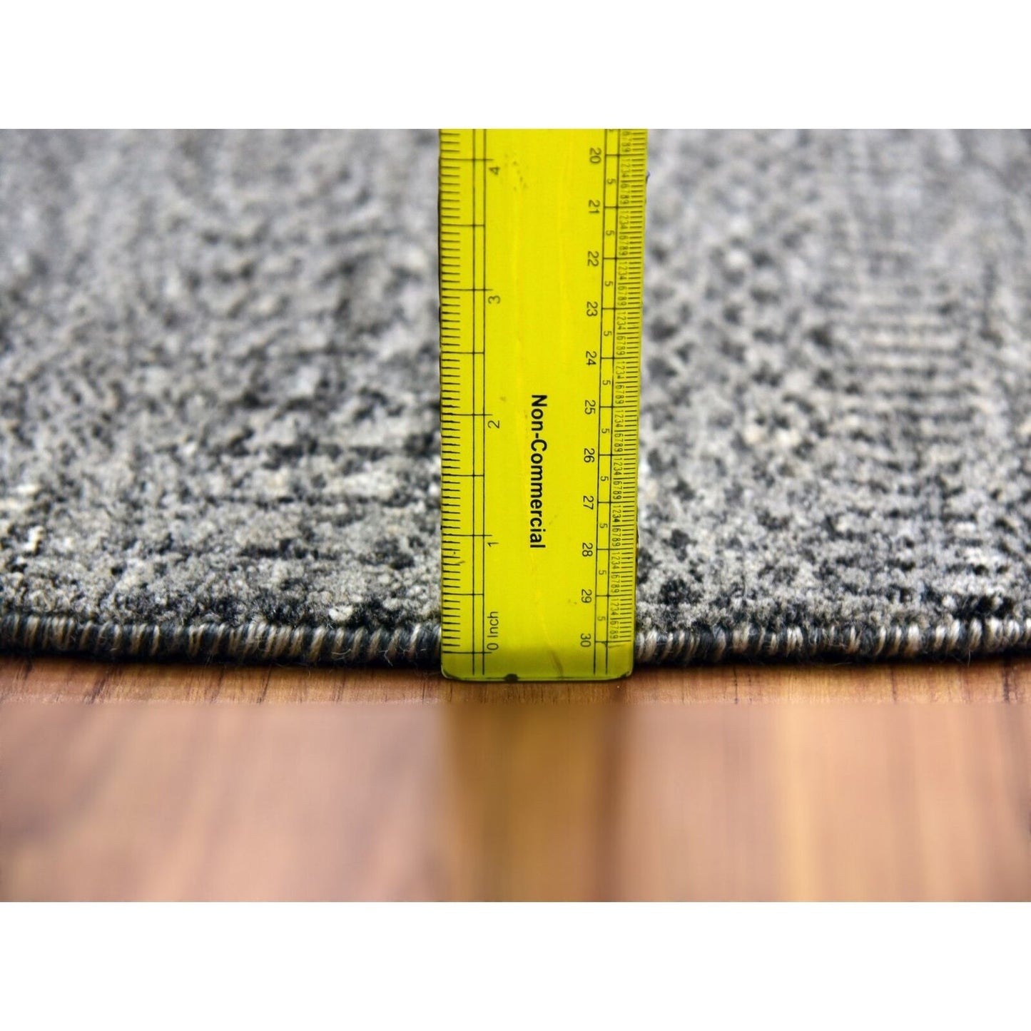 10'X10' Knitting Needles Gray Undyed Wool Hand Knotted Grass Round Rug