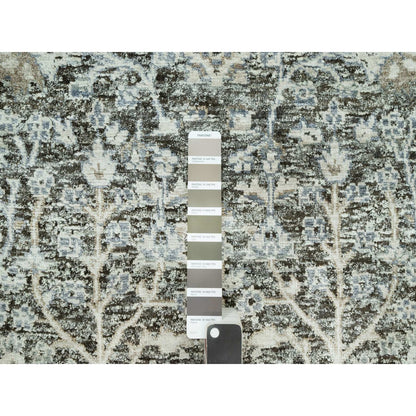 2'4"X8'1" Gray Hand Knotted Silk And Wool Willow And Cypress Tree Rug