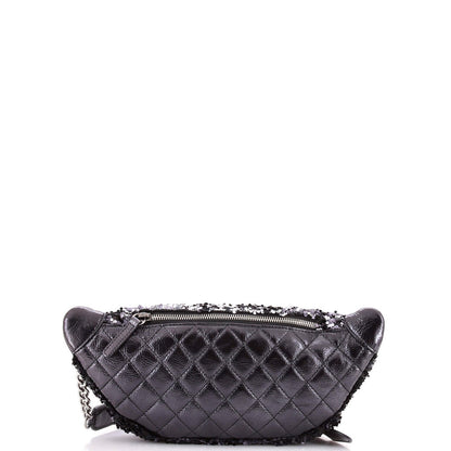 Chanel Cc Charm Zip Waist Bag Sequins And Quilted Lambskin