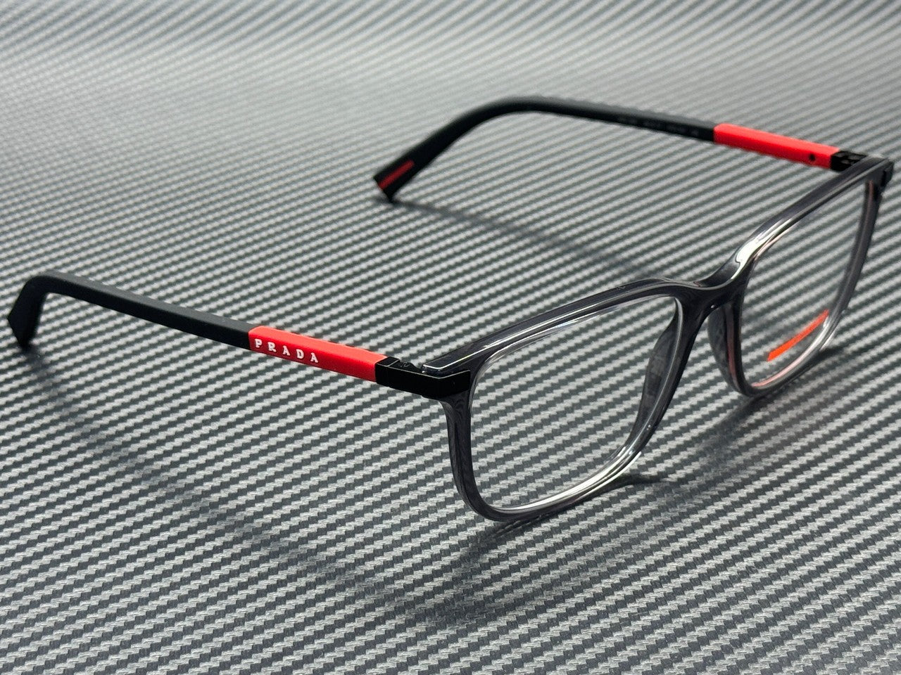 PRADA LINEA ROSSA PS 02RV 01D1O1 Transparent Anthracite Men's 56 mm Eyeglasses