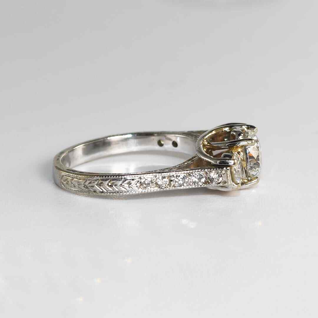 14K White Gold Ladies Three-Stone Diamond Ring
