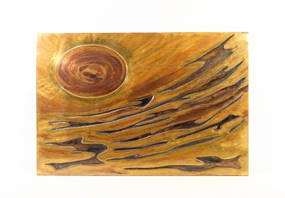 Jacques Potage "Bourrasque" Large Brass & Lacquered Wall Panel French Sculptor