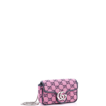 Gucci Gg Marmont Flap Bag Diagonal Quilted Gg Canvas Super Mini
