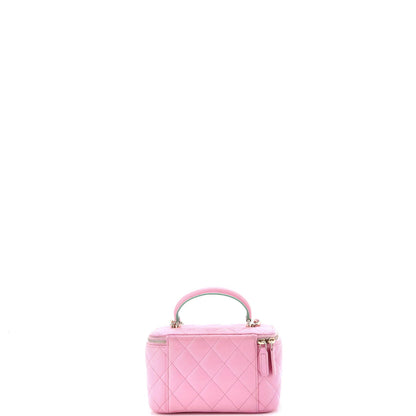 Chanel Classic Top Handle Vanity Case With Chain Quilted Lambskin Small