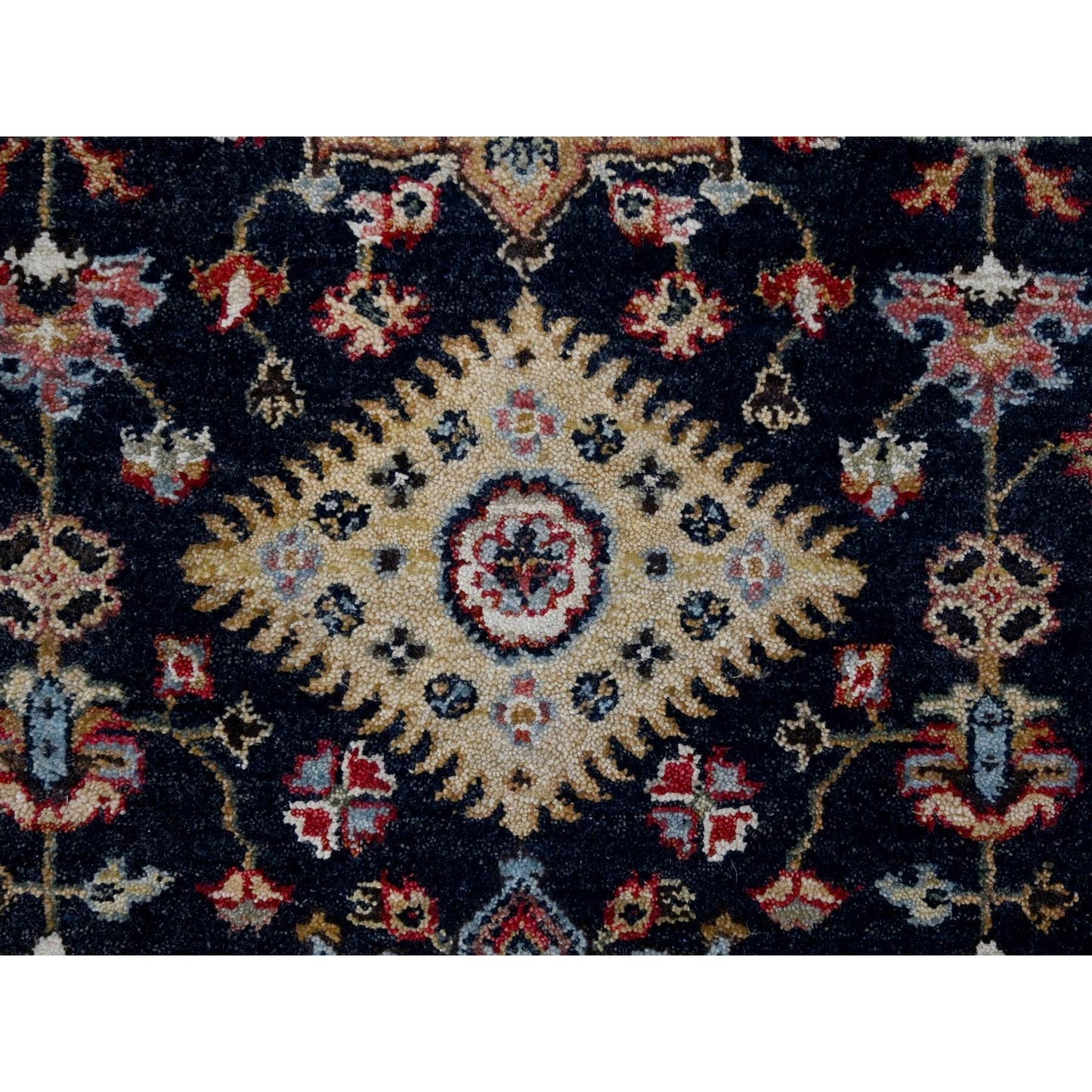 2'7"X10'1" Black Organic Wool Hand Knotted Karjihooz Design Runner Rug