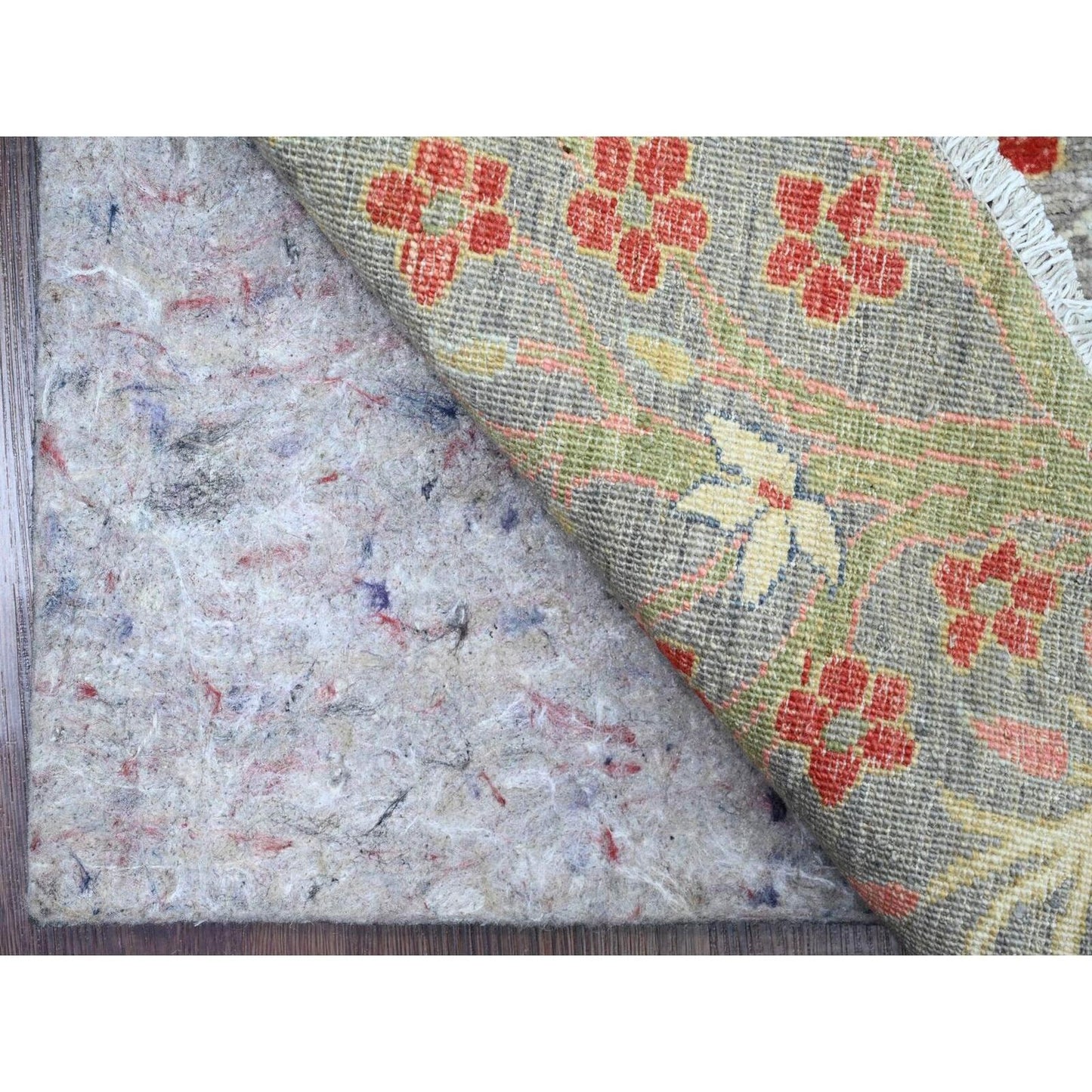 7'9"X7'9" Gray Birds Of Paradise Design Hand Knotted Soft Wool Round Rug
