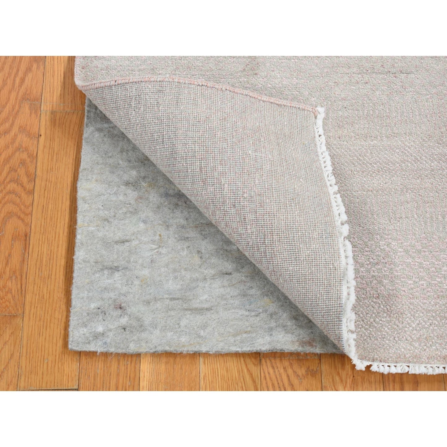 2'7"X11'3" Pink Grass Design Gabbeh Wool And Silk Hand Knotted Runner Rug