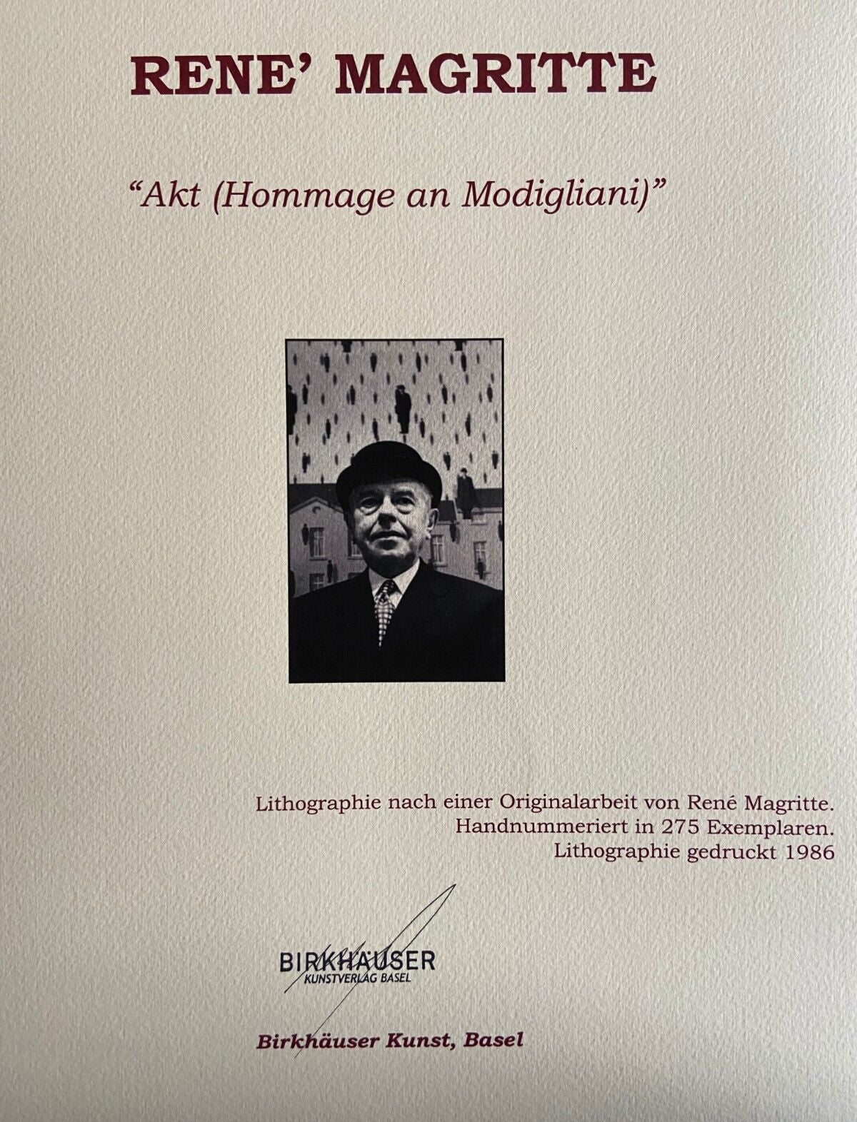 Ren Magritte Lithograph Coa Numbered A Hand Signed Limited