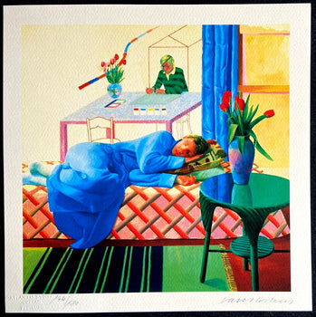 David Hockney / Signed Coa / Limited Numbered Crayon Drawing