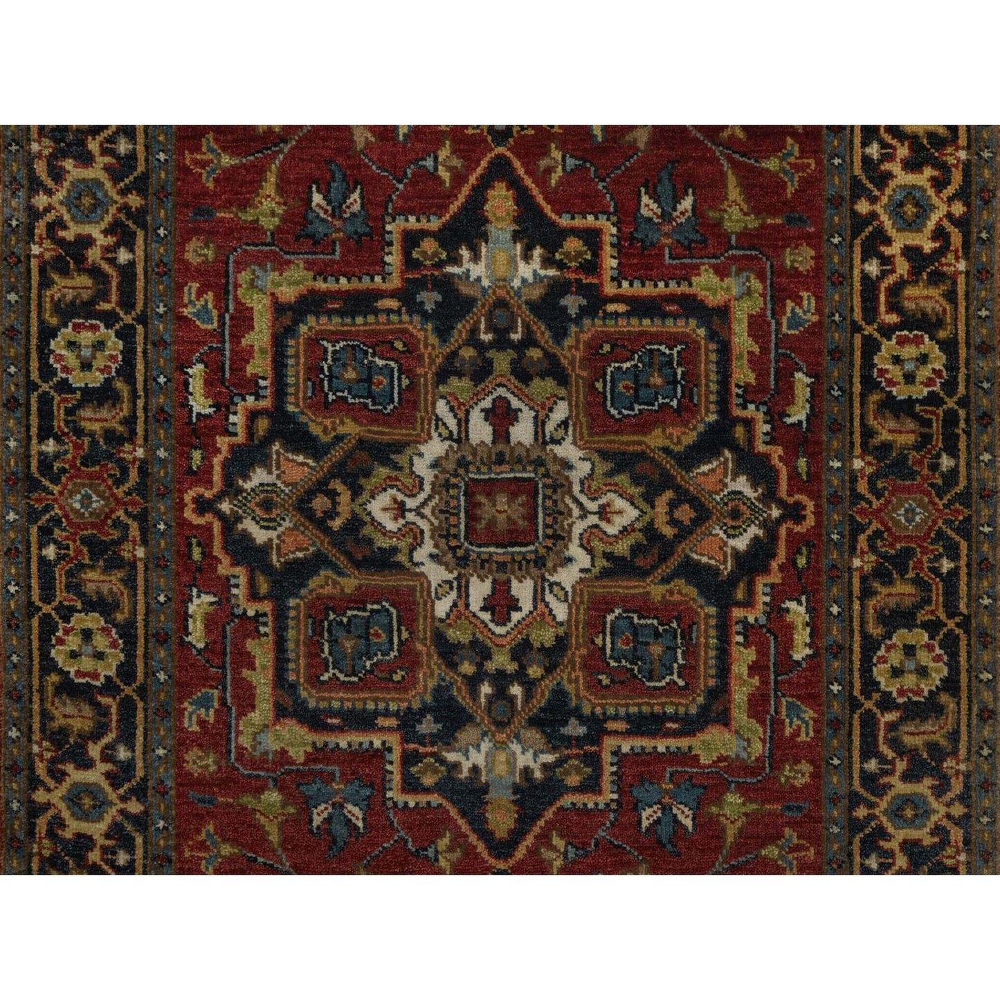 2'9"X8'1" Red Hand Knotted Rug Antiqued Fine Heris Revival Wool Runner