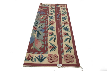 6X9 Ft Hand-Hooked Dhurrie Needlepoint Rug Floral