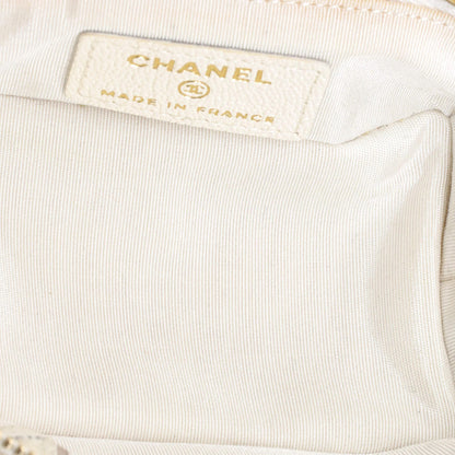 Chanel Top Handle Zip Around Vanity Case With Chain Quilted Caviar Mini