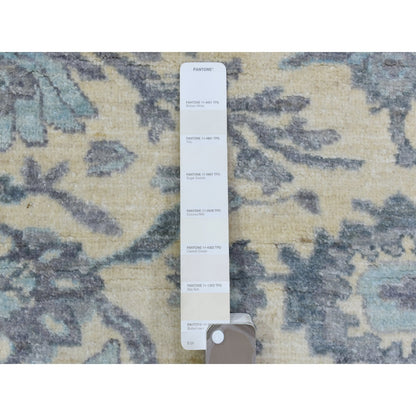 6'1"X9' Ivory Hand Knotted Fine Peshawar Soft Wool Oriental Rug