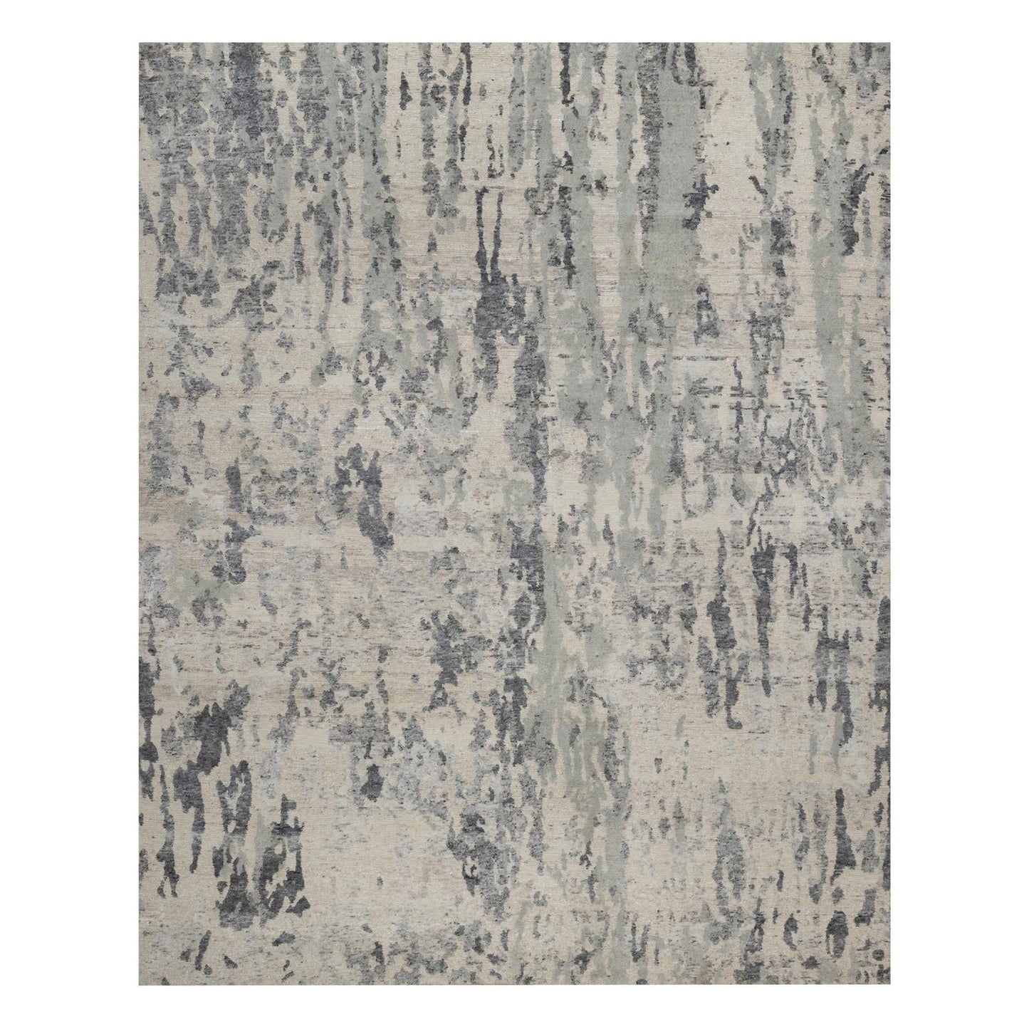Rug 8'x10' Cream White Modern Design Natural Undyed Wool Hand Knotted