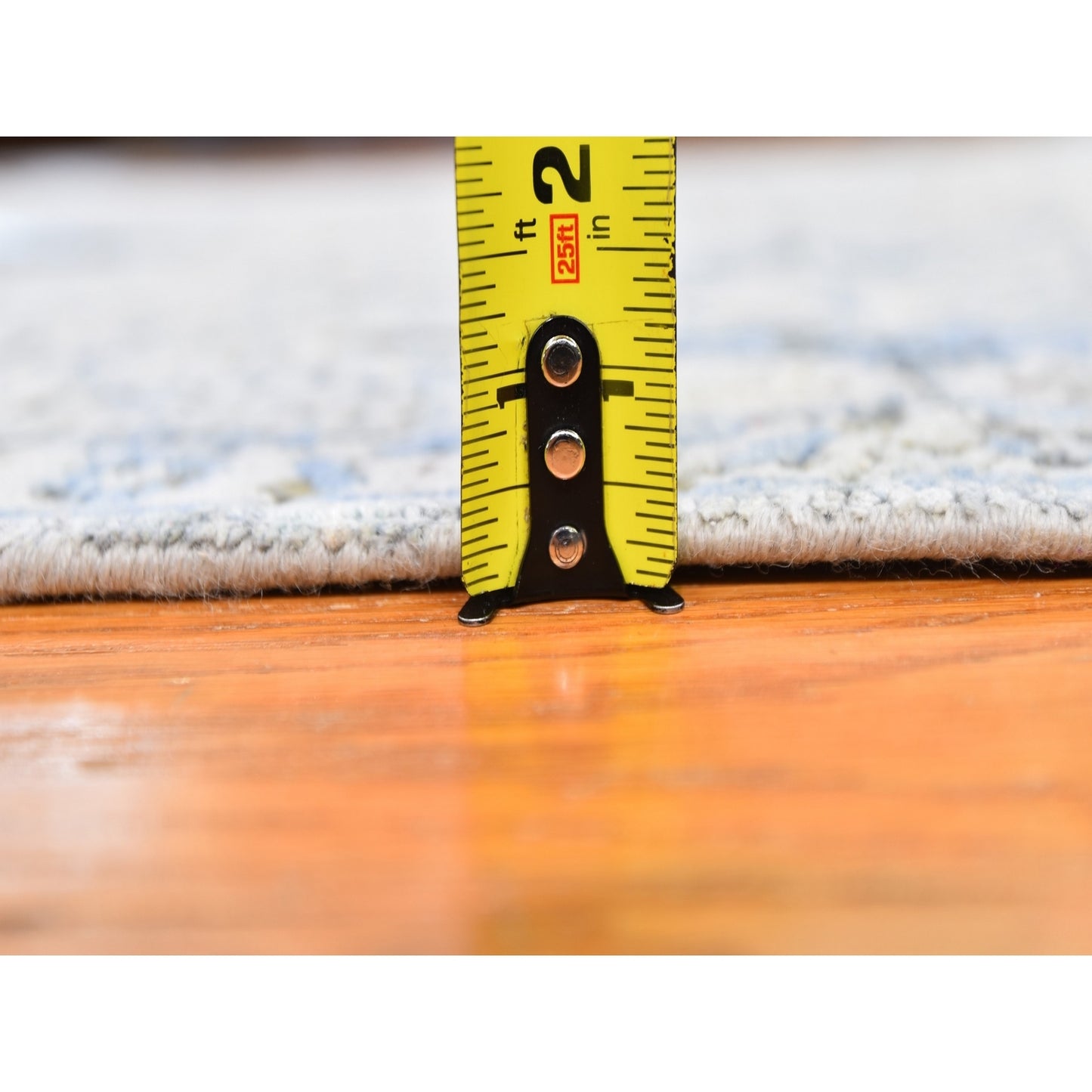 4'X6' Blue Pure Silk With Textured Wool Distressed Oushak Handknotted Rug