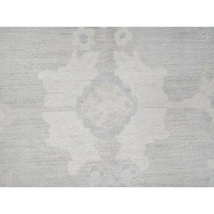 9'8"X13'10" Misty Gray White Wash Peshawar Hand Knotted Pure Wool Rug