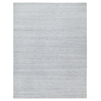 9'X12' Misty Gray Modern Striae Design,Natural Wool Hand Loomed Rug