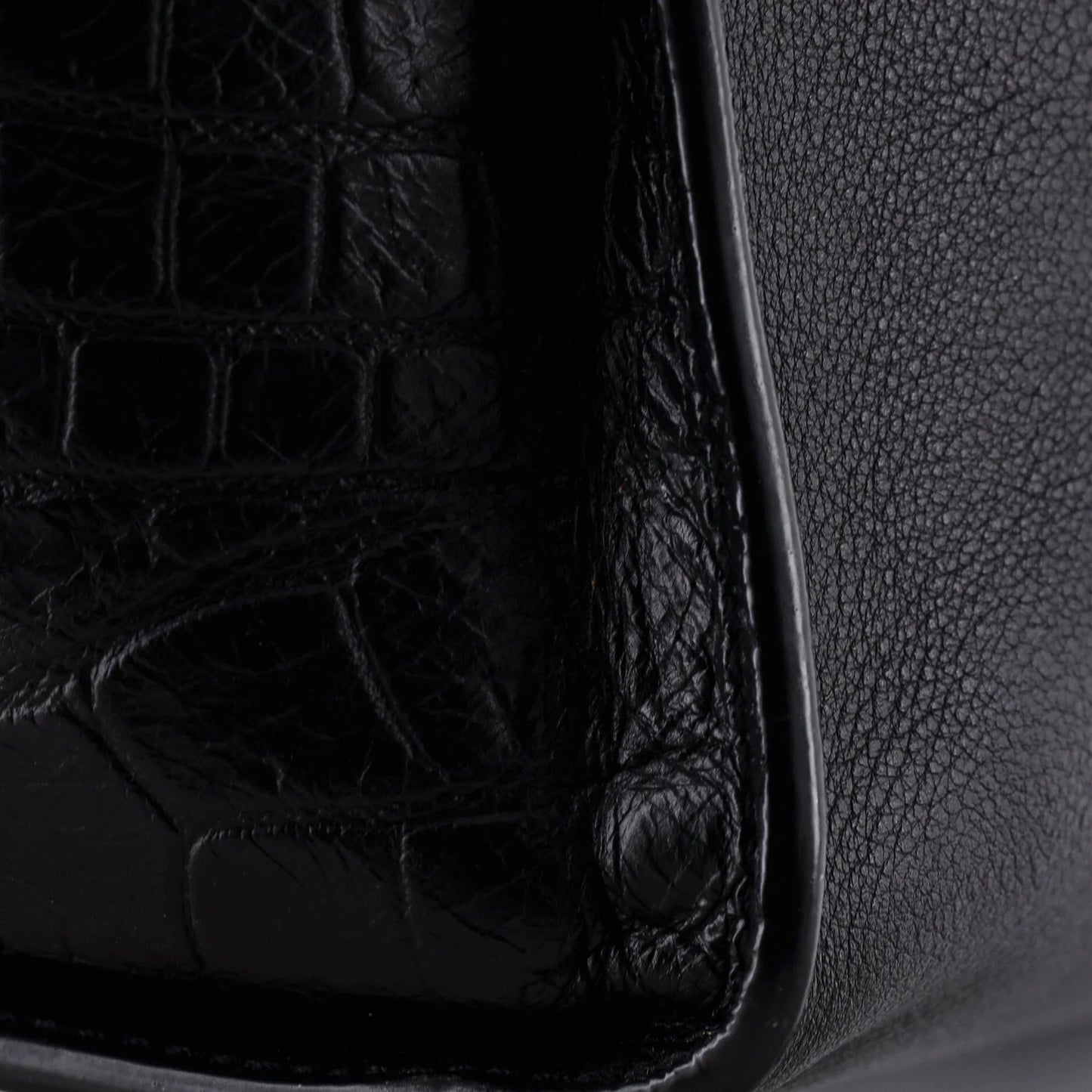 Saint Laurent Monogram Cabas Downtown Leather With Crocodile Embossed Leather