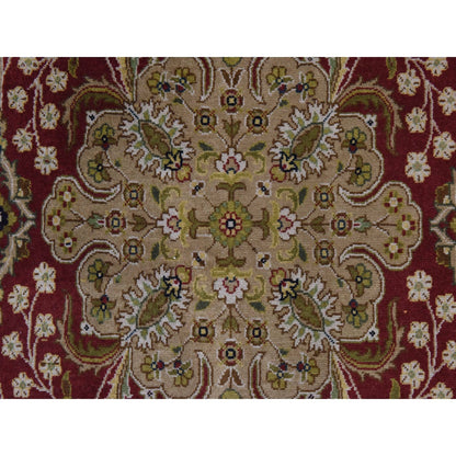 3'X5' Ruby Red Kishoon Design 250 Kpsi New Zealand Wool Hand Knotted Rug