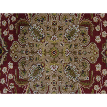 3'X5' Ruby Red Kishoon Design 250 Kpsi New Zealand Wool Hand Knotted Rug