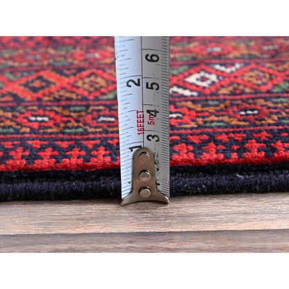 2'8"X3'9" Red Princess Bokara Geometric Design Soft Wool Hand Knotted Rug