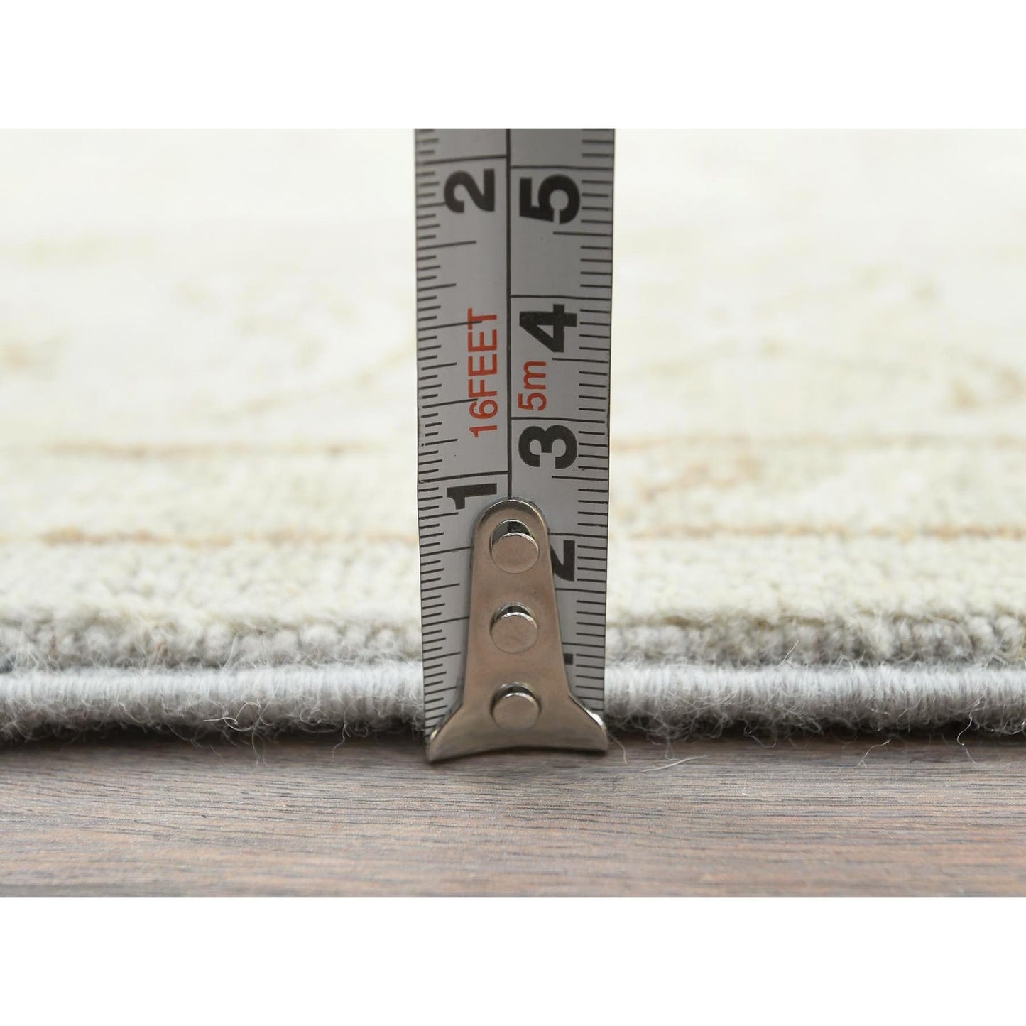 2'9"X9'7" Ivory Hand Knotted Afghan Stone Washed Peshawar Wool Runner Rug