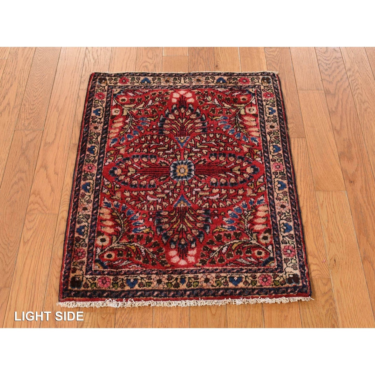 2'X2'6" Red Mat Antique Zoroastrian Sarouk Hand Knotted Oriental Rug