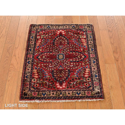 2'X2'6" Red Mat Antique Zoroastrian Sarouk Hand Knotted Oriental Rug