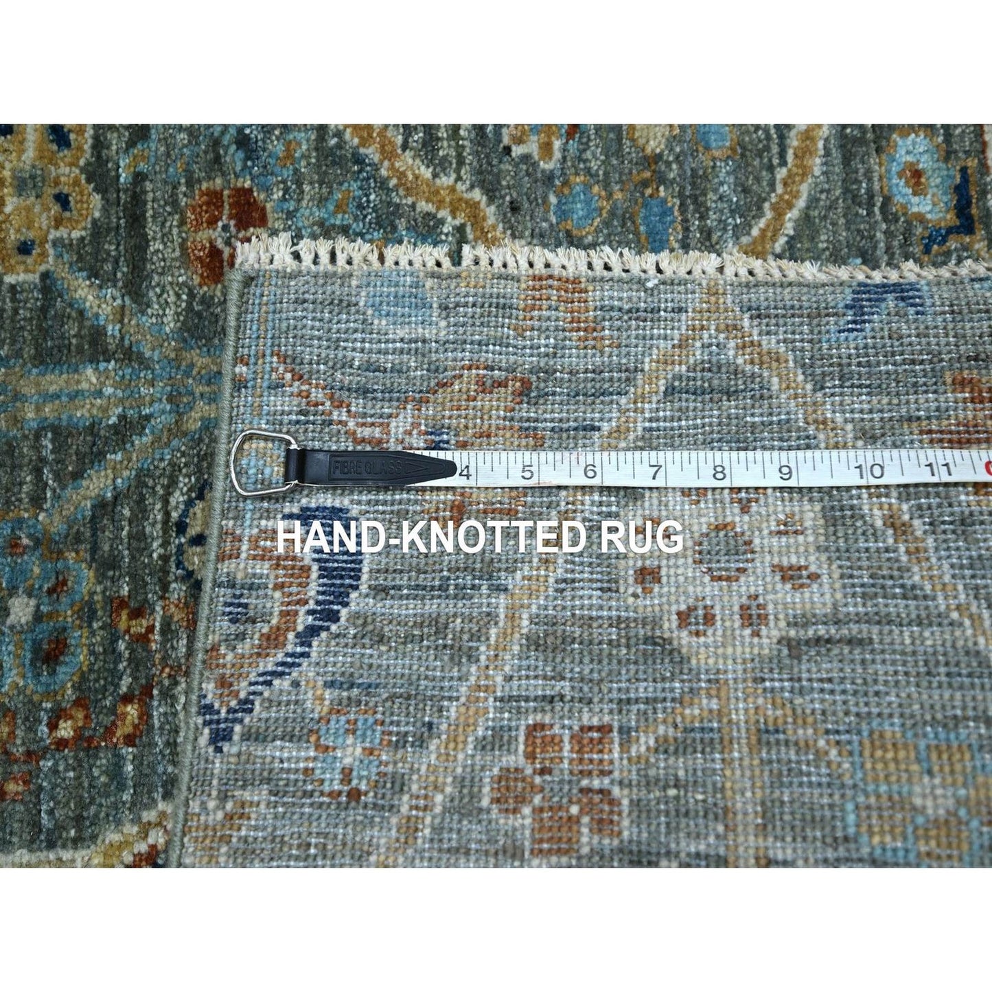 2'8"X8'1" Green Hand Knotted Wool Rug Trellis Borderless Garden Design